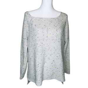 Maddison Knit Sweater‎ Womens Large White Black Speckled Boat Neck Casual L